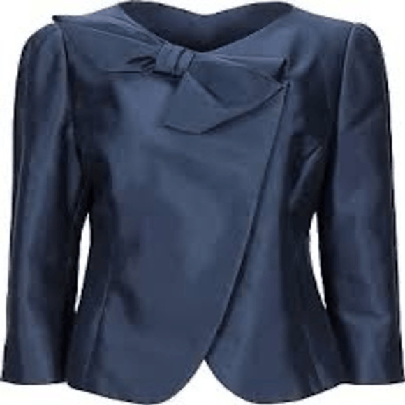 Emporio Armani NWT Silk Blend Bow Blazer in Navy Size IT 46/US 10 - Picture 1 of 10